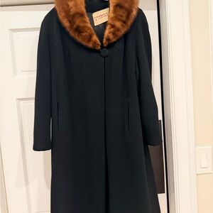 1950s Cashmere Coat with Genuine Mink Collar.